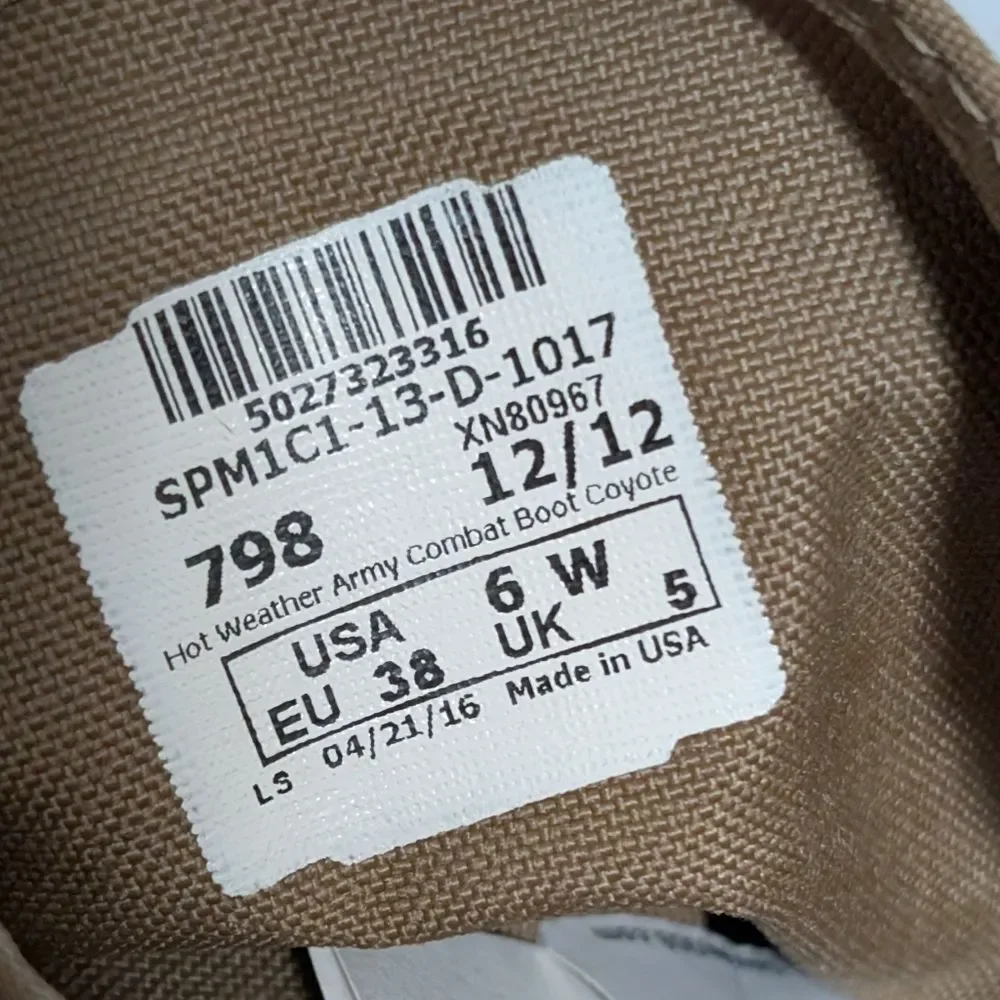 NWT Military Tan Desert Hot Weather Combat Boot Men's 6W Women's 38 Tactical